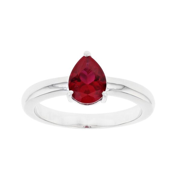 NIB - JTV Lab-Created Ruby Ring, Rhodium Over Sterling Silver - Size 9 - Picture 1 of 10